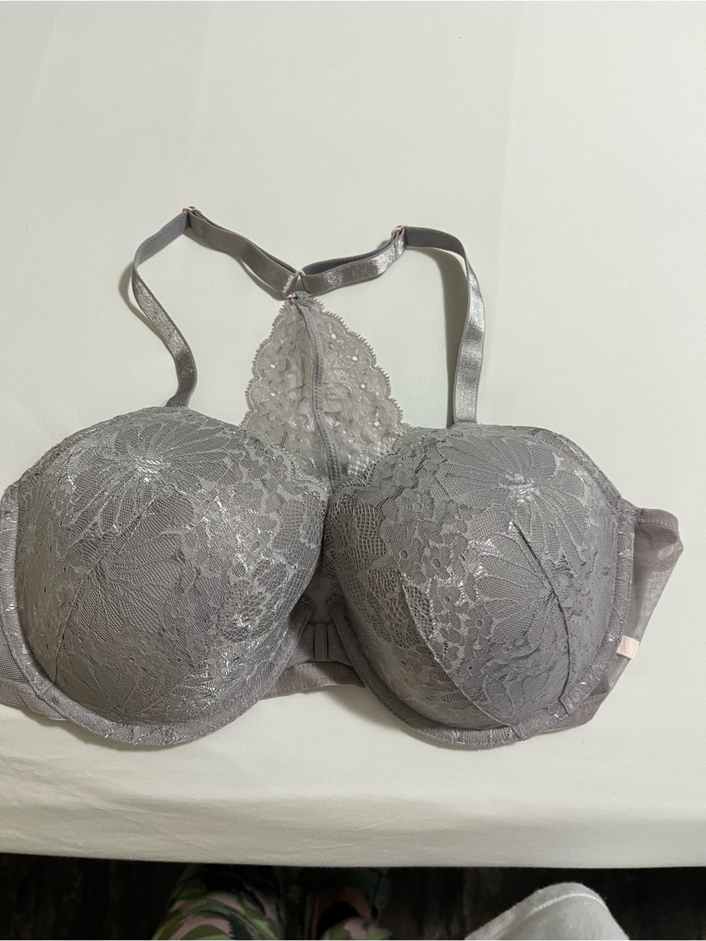 Victoria's Secret Gray Lace Racerback Bra